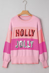 Holly Jolly Sequin Sweatshirt Pink