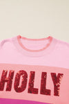 Holly Jolly Sequin Sweatshirt Pink