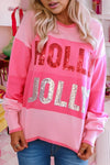 Holly Jolly Sequin Sweatshirt Pink