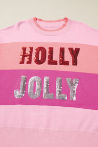 Holly Jolly Sequin Sweatshirt Pink