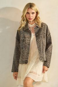 Leopard Printed Denim Jacket