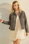 Leopard Printed Denim Jacket