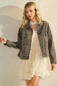 Leopard Printed Denim Jacket