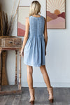 V Neck Sleeveless Light Wash Denim Short Dress