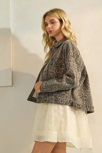 Leopard Printed Denim Jacket