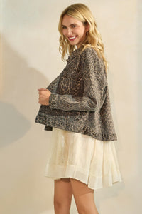 Leopard Printed Denim Jacket