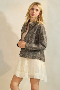 Leopard Printed Denim Jacket