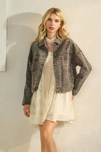 Leopard Printed Denim Jacket