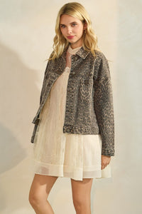 Leopard Printed Denim Jacket