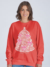 Holiday Crewneck Sweater CREW-TREELACE-RED
