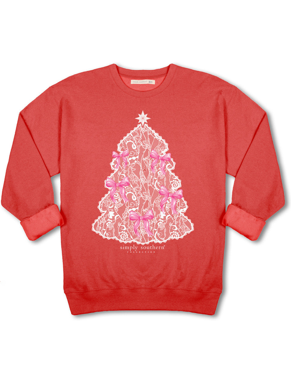 Holiday Crewneck Sweater CREW-TREELACE-RED