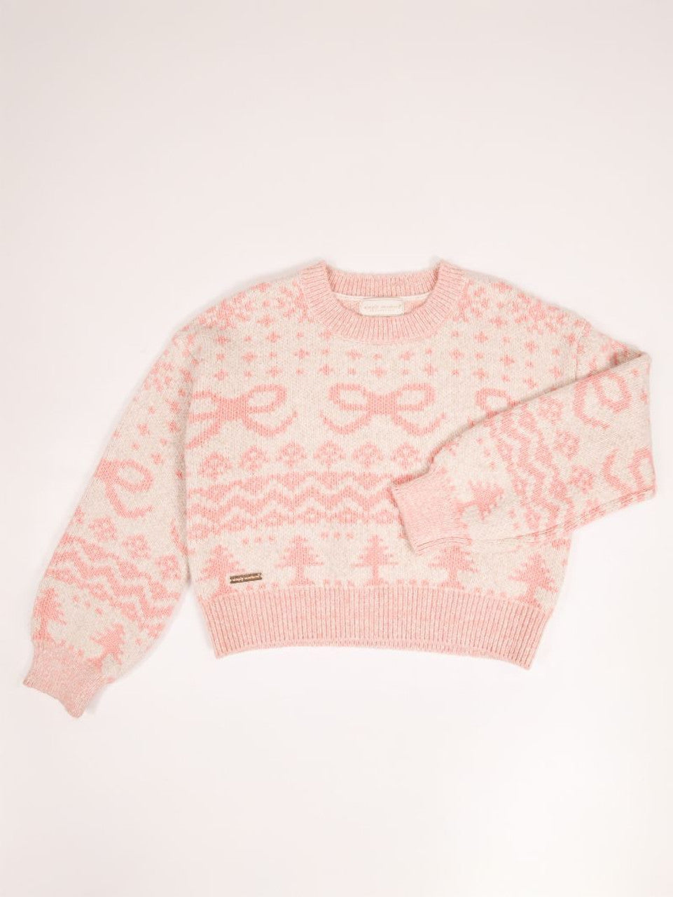 Fuzzy Pink Bow Holiday Sweater SWTR-FELICITY-BOW