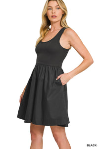 Tank Top Dress W/ Pockets - Black