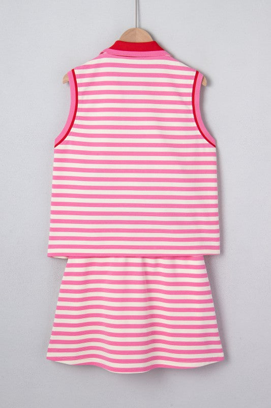 Pink Stripe Skirt W/ Pockets