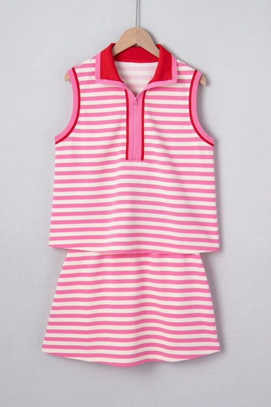 Pink Stripe Skirt W/ Pockets
