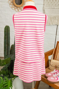 Pink Stripe Skirt W/ Pockets
