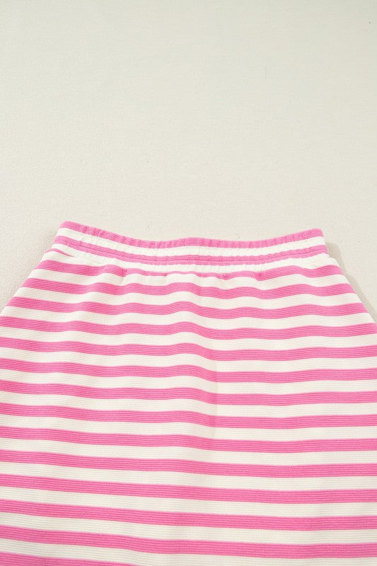 Pink Stripe Skirt W/ Pockets