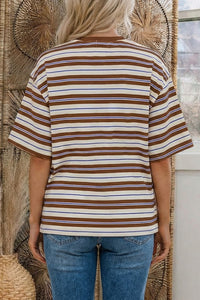 Brown and Blue Stripe Oversized T-Shirt