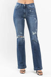 Mid Rise Hand Sand & Destroy Bootcut Jeans 82541