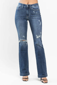 Mid Rise Hand Sand & Destroy Bootcut Jeans 82541