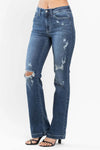 Mid Rise Hand Sand & Destroy Bootcut Jeans 82541