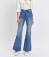 High Waisted Tummy Control Contrast Wash Flare Jeans 88855