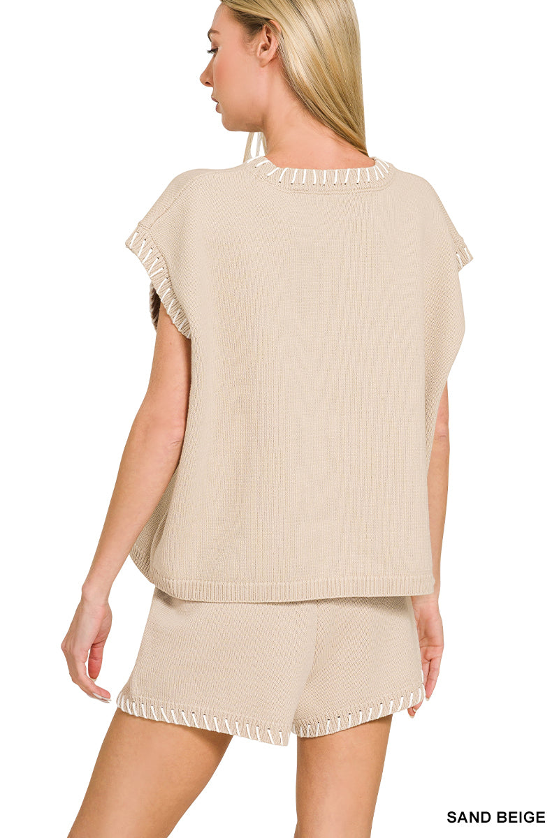 Sleeveless Knit Stitch Sweater