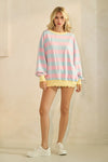 Pink/Blue Striped Long Sleeve Pullover