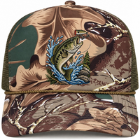 Bottom Leaf Camo Snapback Hat Faux Embroidery Duck Hunt