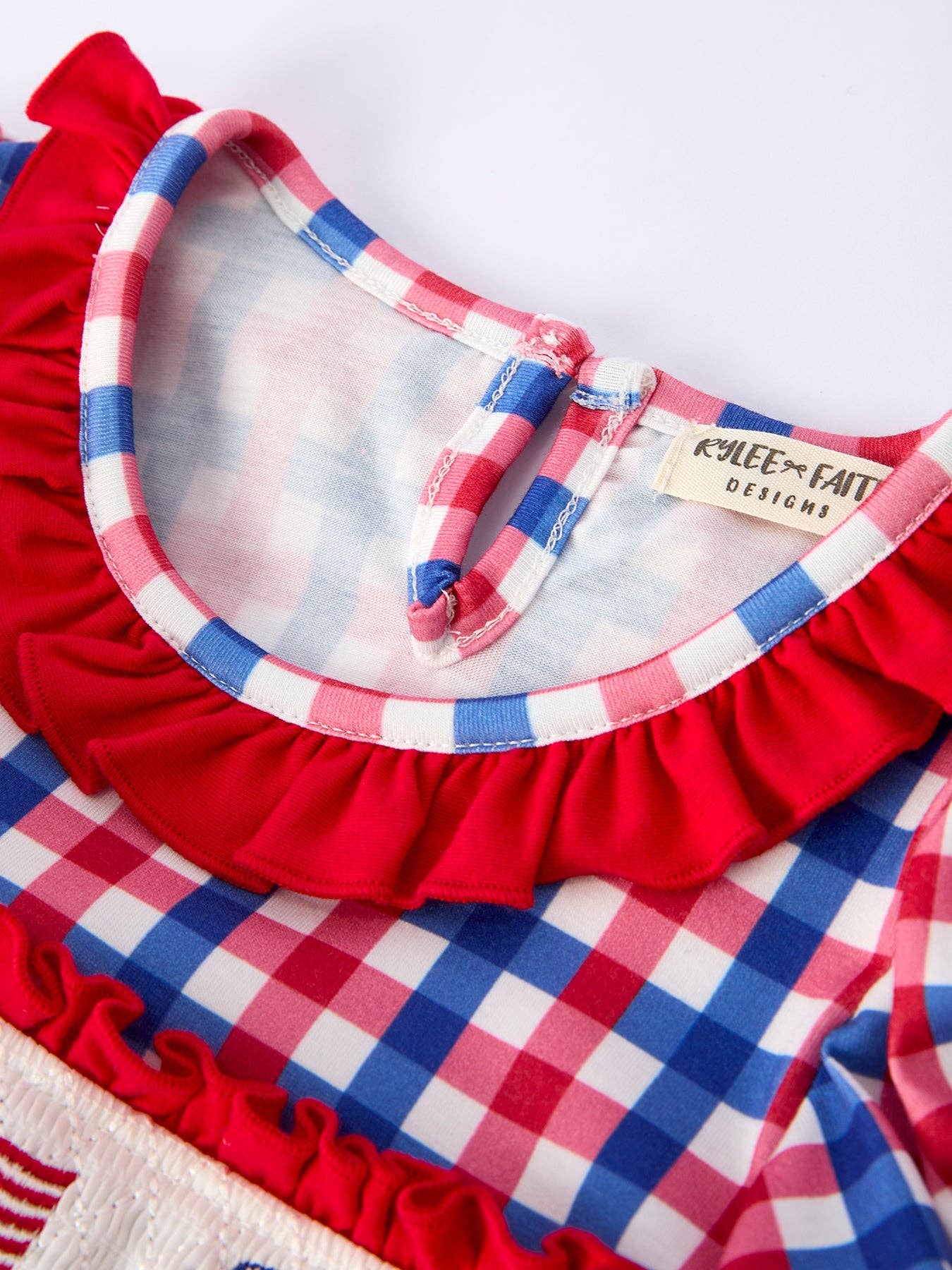 4th of July Plaid Flag Girl Dress With Bow