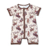 Short sleeves rodeo western baby boy zipper romper