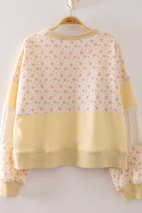 NT12920-Floral Patchwork Contrast Sweatshirt