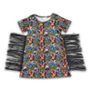 Leopard cow shorts sleeve tassels dress girls western fringe dresses