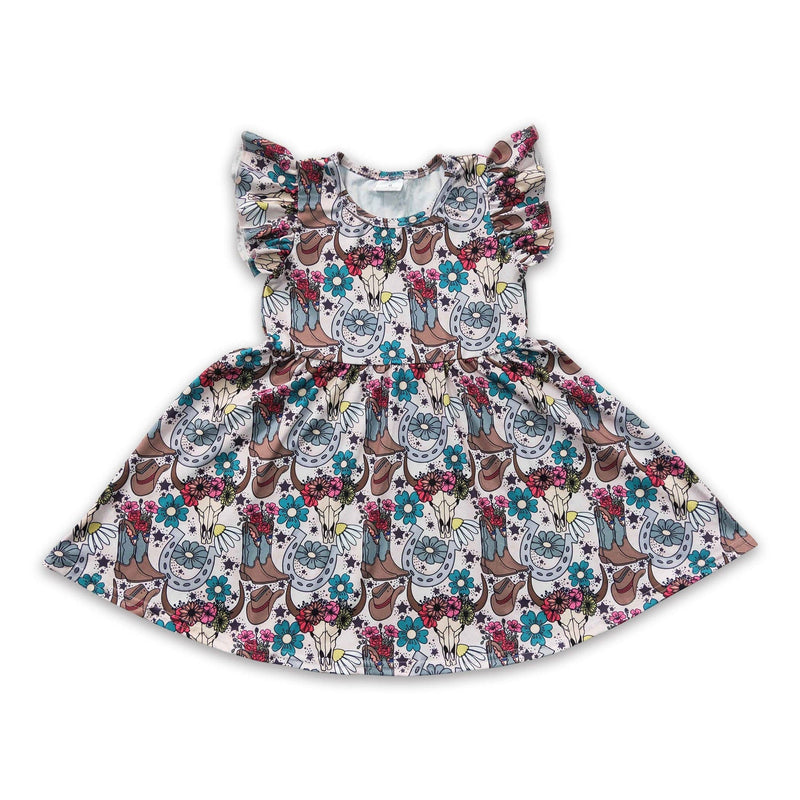 Bull Skull Boots & Hat Girls's Western Dress
