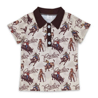 Western rodeo kids boys polo shirt
