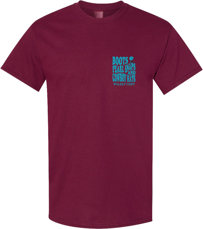 Boots Pearl Snaps & Cowboy Hats Tee Maroon