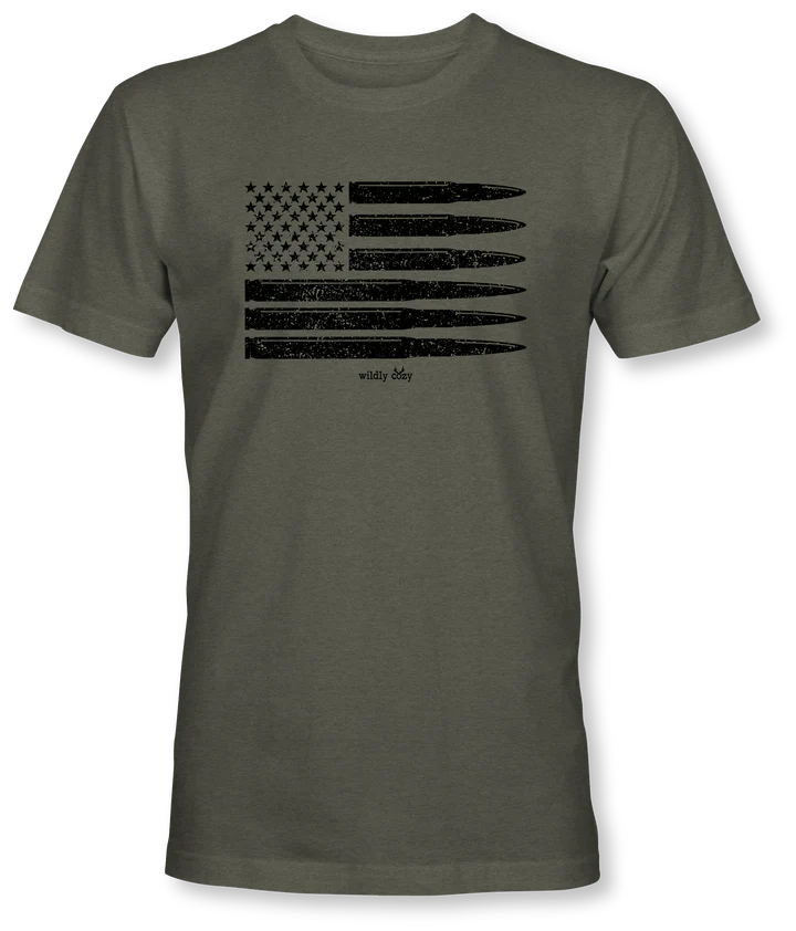 Bullet Flag Tee Heather Military Green