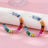 Multi-Color Beaded Hoop Earrings | 80E62019