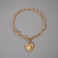 SPIKED HEART CHUNKY CHAIN TOGGLE NECKLACE | 40NK9575
