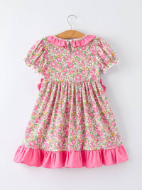 "DADDY'S GIRL" Bow Embroidered Ruffle Collar Girl Dress