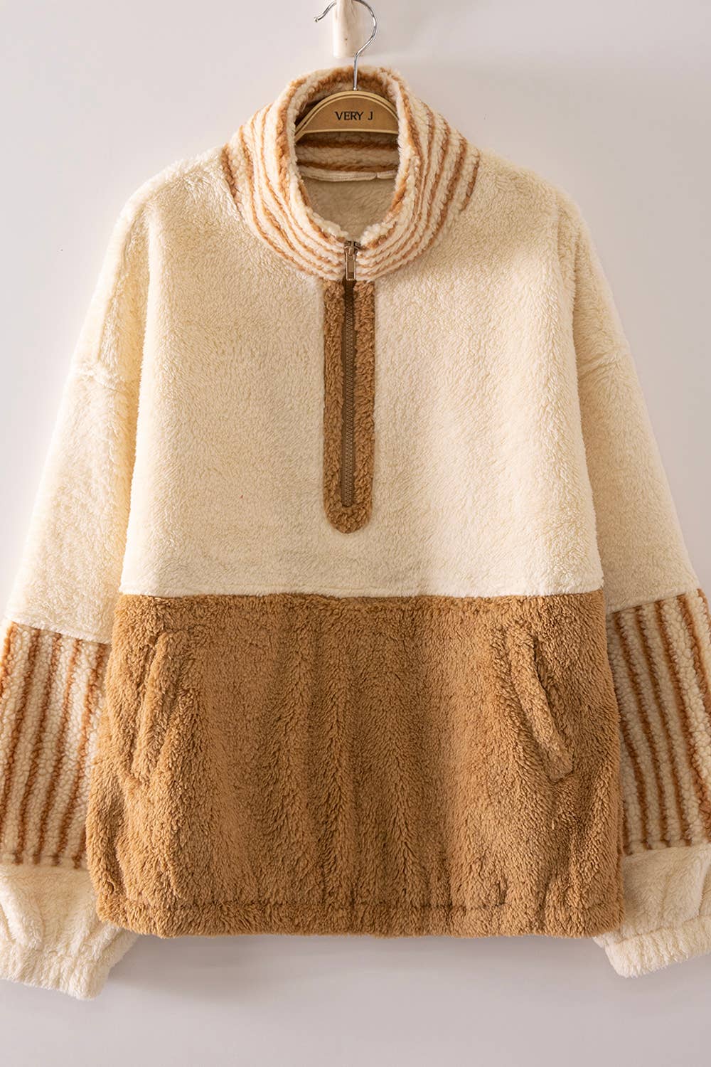 NT12840-Color Block Sherpa Half-Zip Pullover