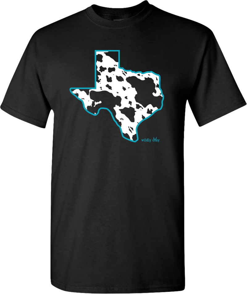 Cow Print Texas Tee Black