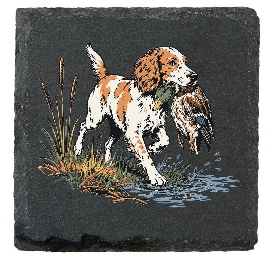 Black Slate Drink Coasters Hunt Fish Duck