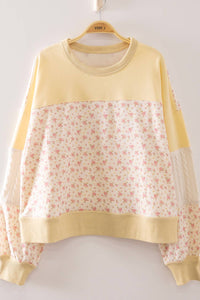 NT12920-Floral Patchwork Contrast Sweatshirt