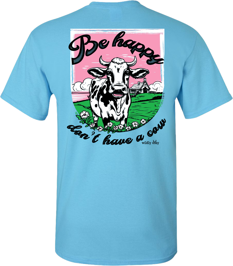 Be Happy Dairy Cow Tee Sky Blue