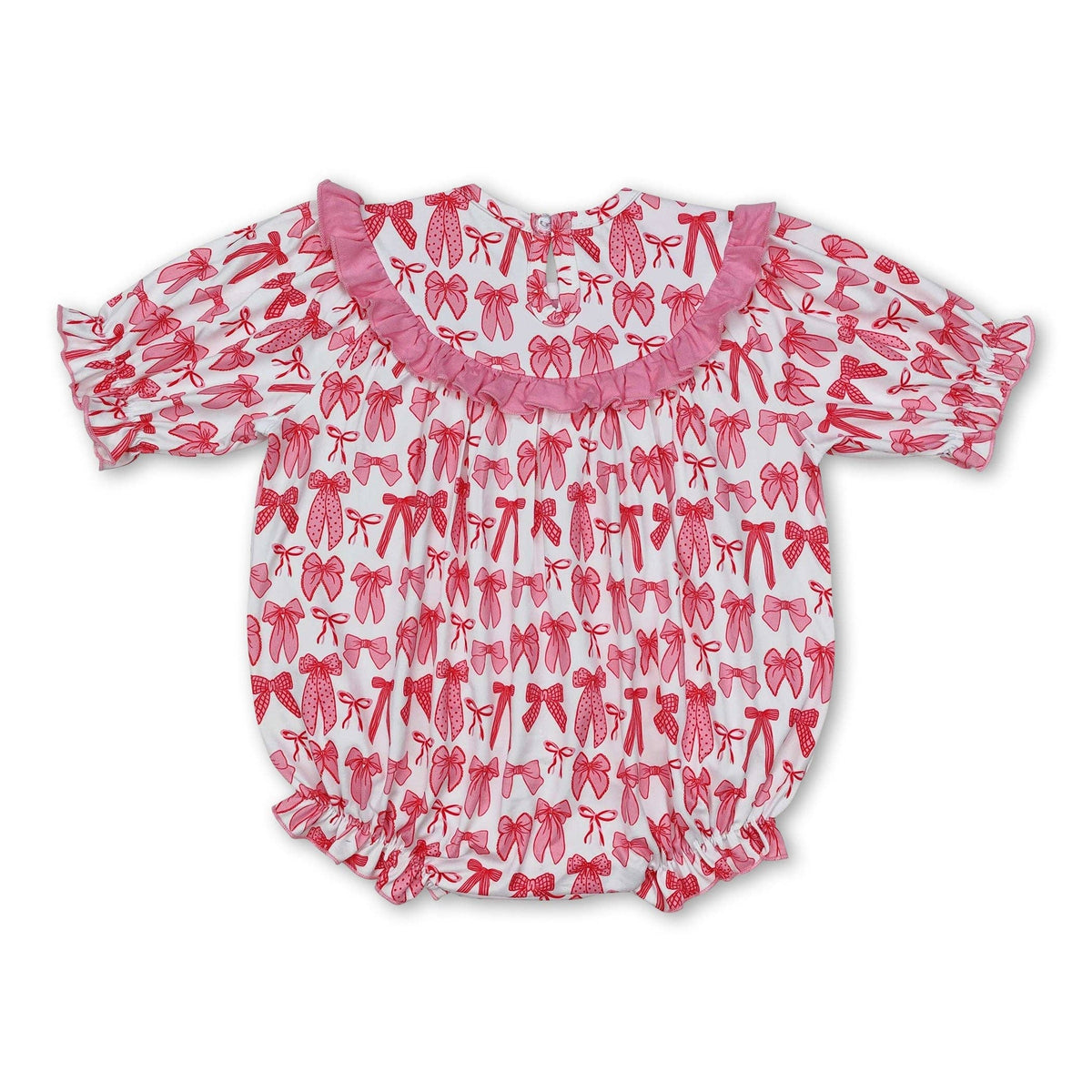 Short Sleeved Mama's Bestie Smocked Bow Baby Girl's Romper