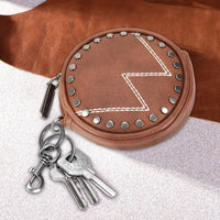WG116-001  Wrangler Circular Coin Pouch "W" Logo  Bag Charm - Brown