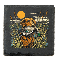 Black Slate Drink Coasters Hunt Fish Duck