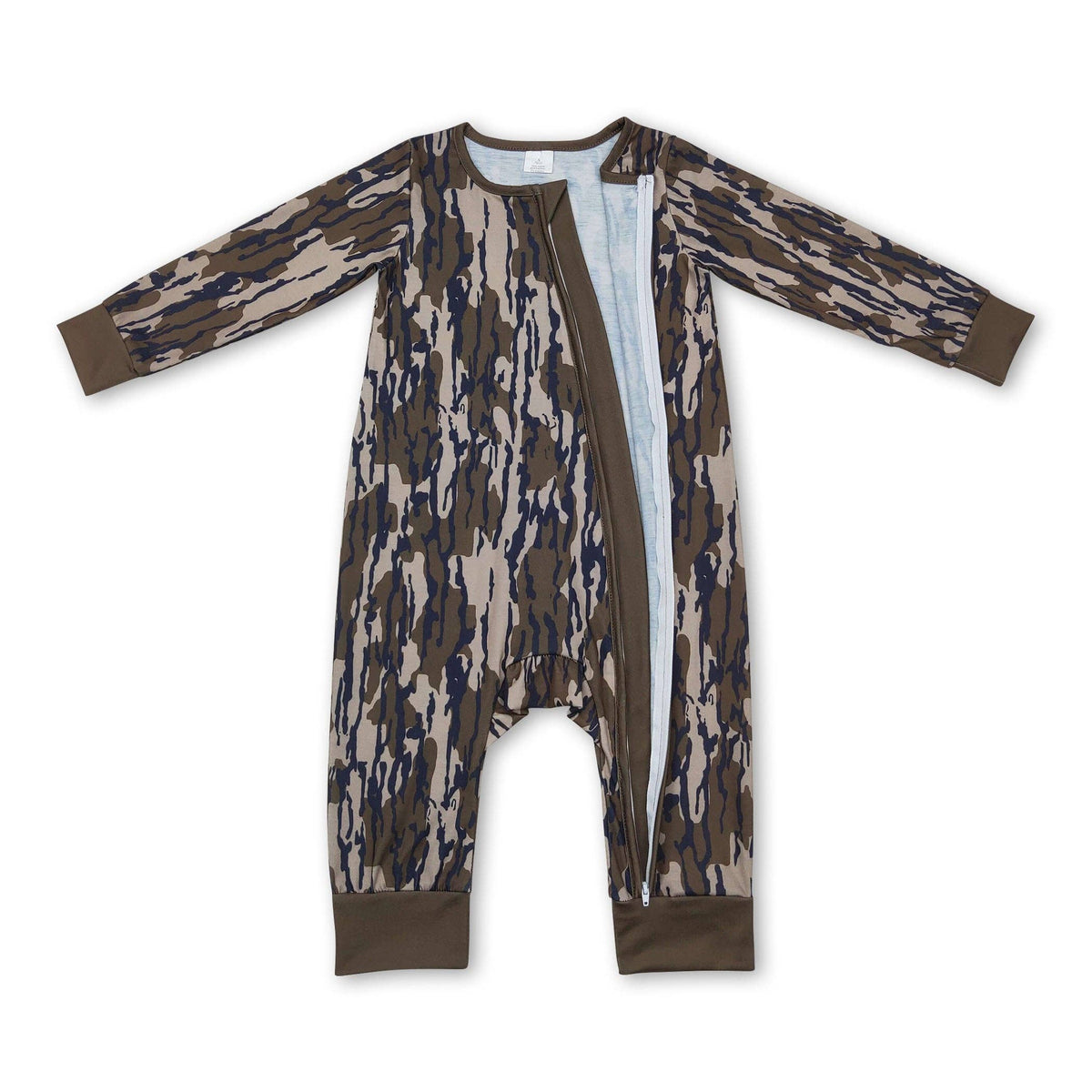 Long sleeves bottomland camo baby kids bamboo zipper romper