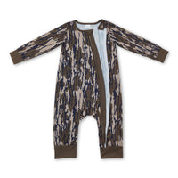 Long sleeves bottomland camo baby kids bamboo zipper romper